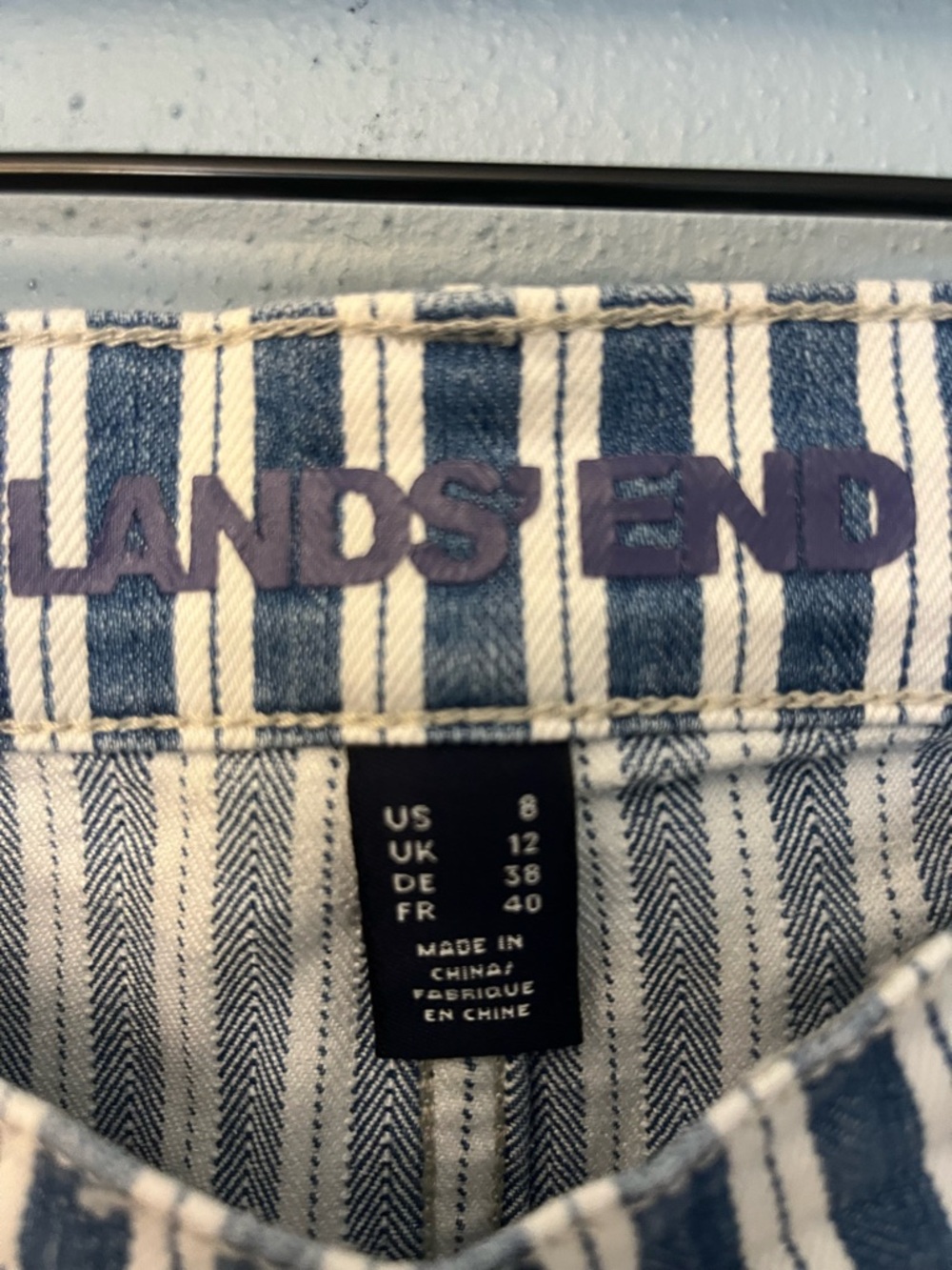 Lands' End Vertical Stripe Ankle Jeans - Picture 2 of 2